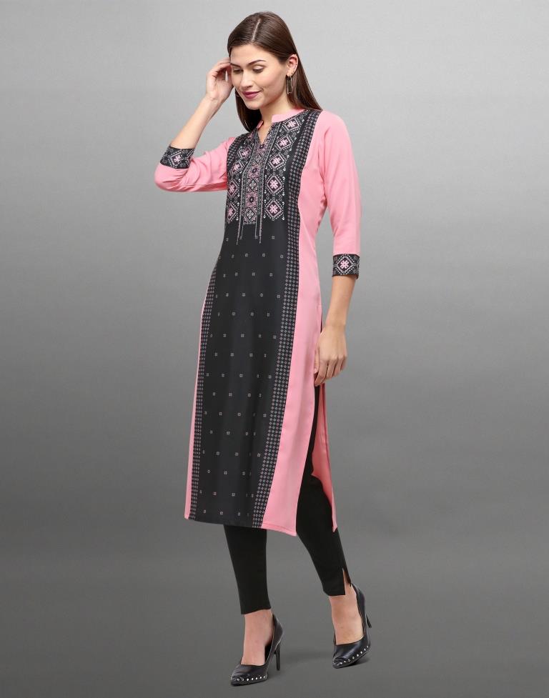 Pink Digital Printed Crepe Kurti | Leemboodi