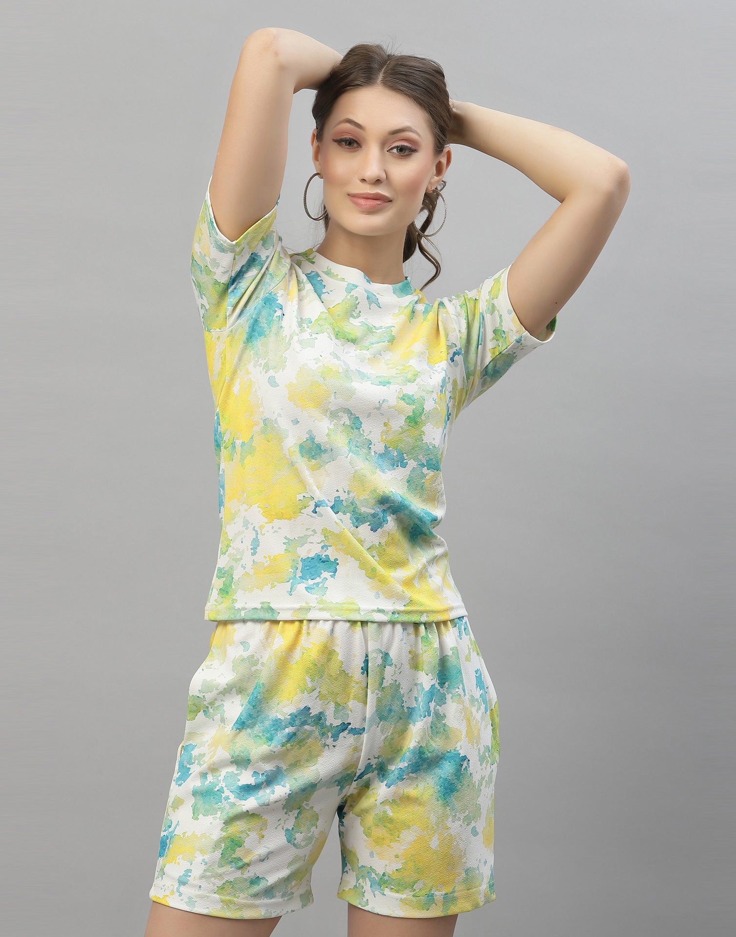 Green And Blue And White Tie and Dye Co-Ords Set | Leemboodi