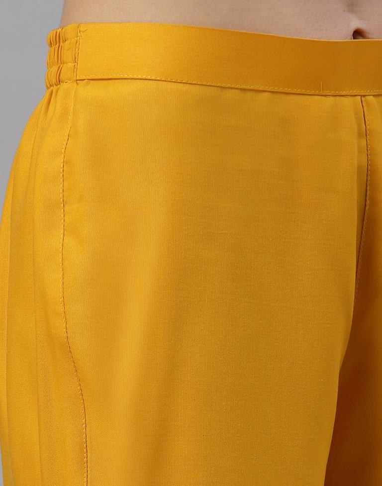 Yellow Kurti With Pant And Dupatta | Leemboodi