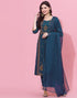 Teal Kurti With Pant And Dupatta | Leemboodi