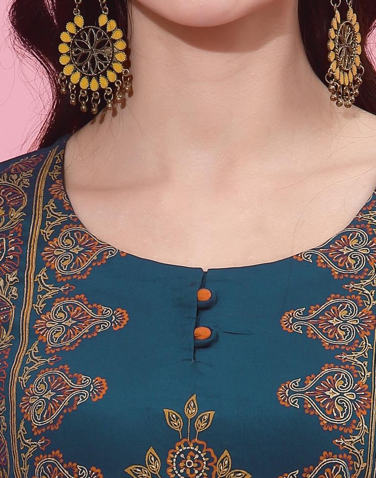 Teal Kurti With Pant And Dupatta | Leemboodi