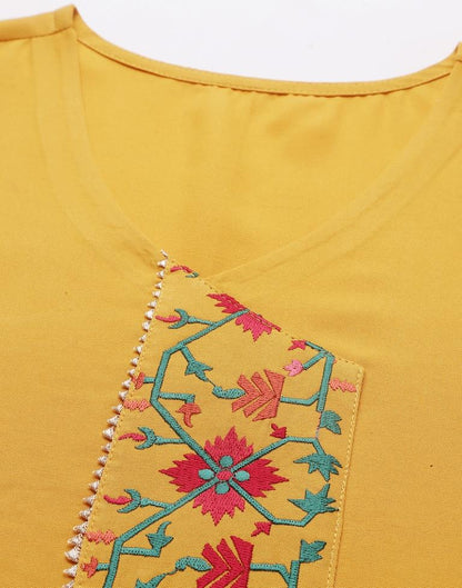 Mustard Kurti With Pant And Dupatta | Leemboodi