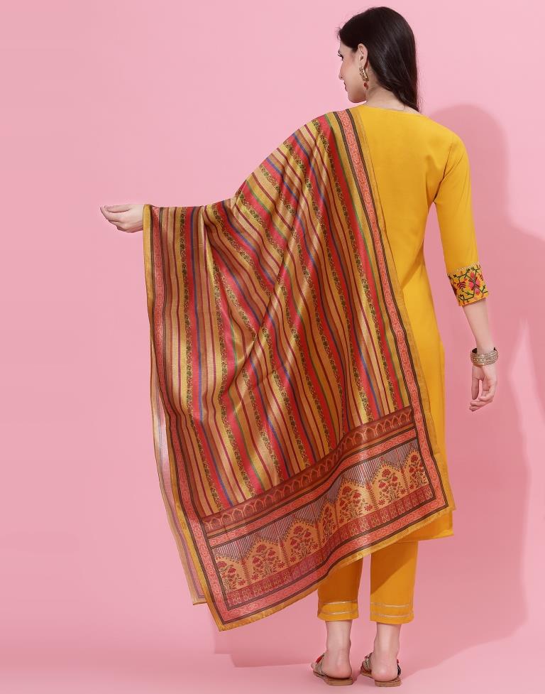 Mustard Kurti With Pant And Dupatta | Leemboodi