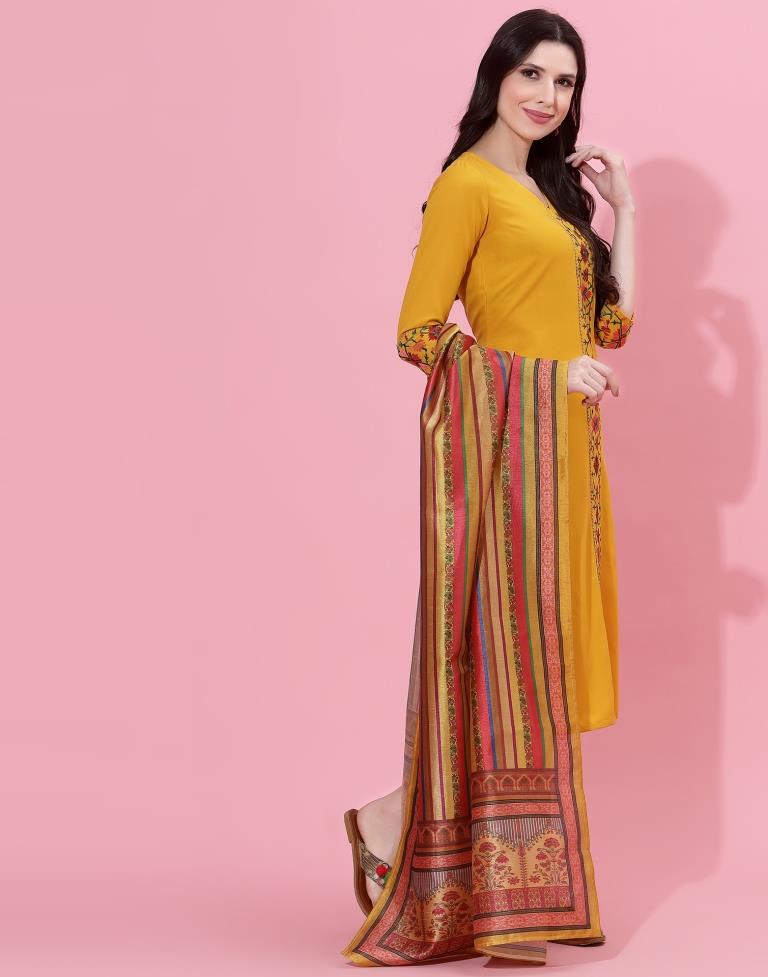 Mustard Kurti With Pant And Dupatta | Leemboodi