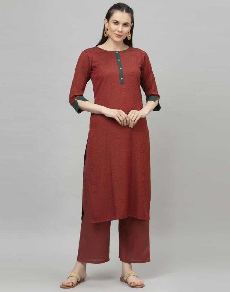 Maroon Coloured Fancy Designer Rayon Kurti!! – Royskart