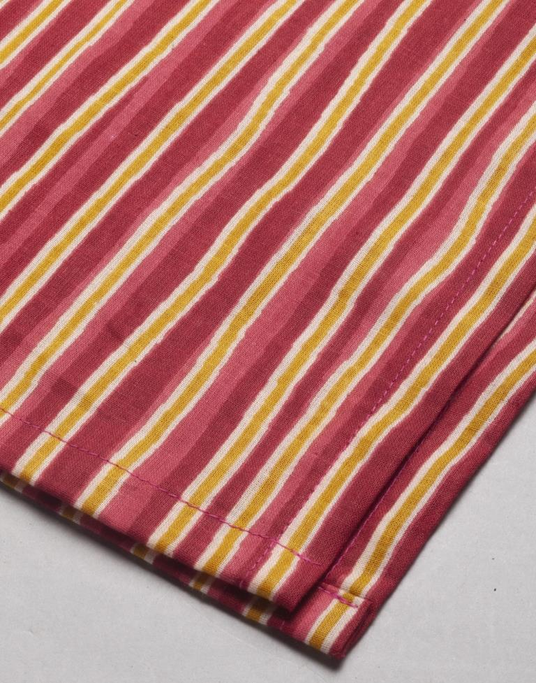 Red Stripe Coloured Cotton Blend Table Printed Kurti With Palazzo | Leemboodi