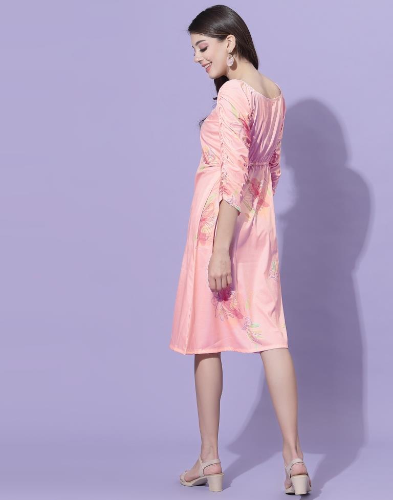 Baby Pink Floral Slit Dress | Leemboodi