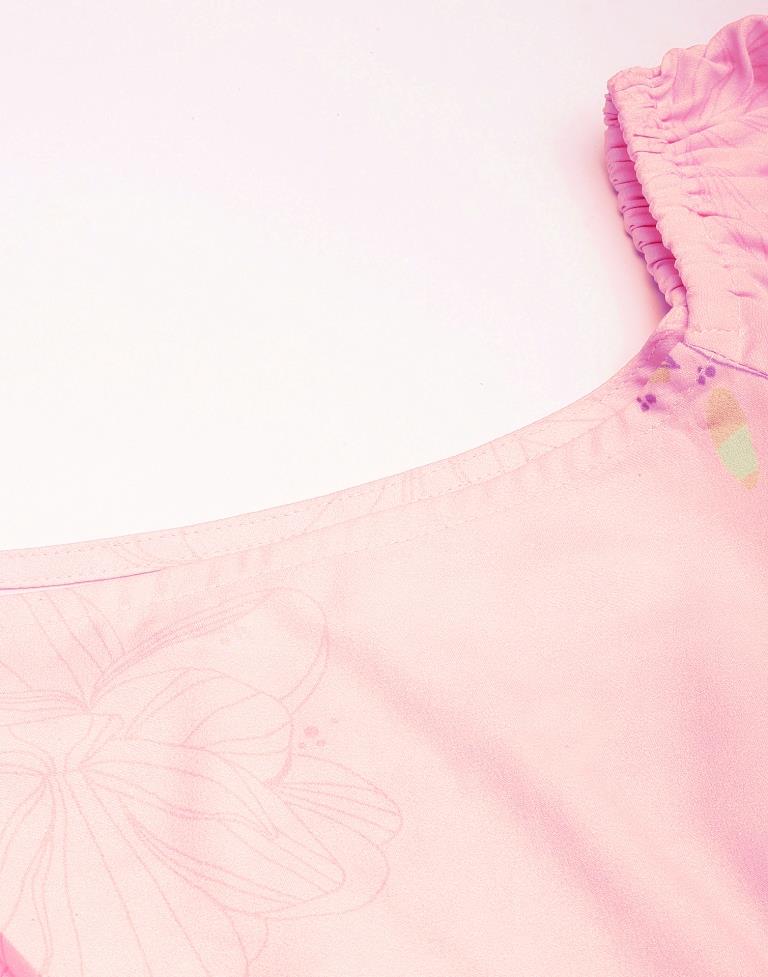 Baby Pink Floral Slit Dress | Leemboodi