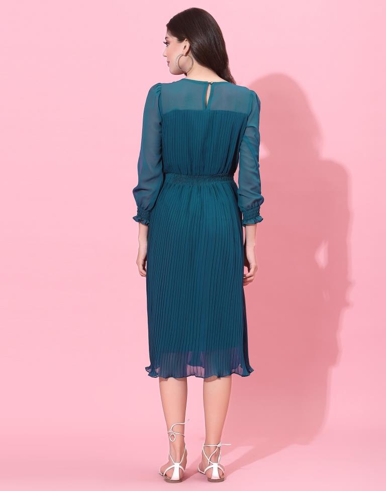 Teal Blue Smocked Dress | Leemboodi