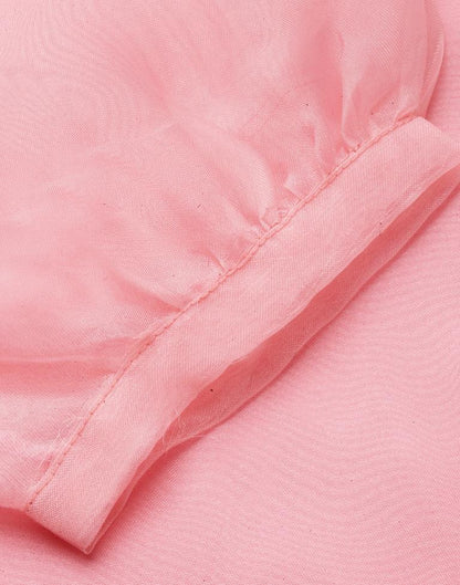 Pink Organza Puff Sleeve Top | Leemboodi