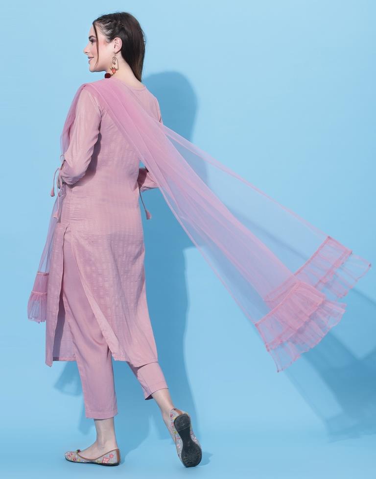 Light Pink Kurti With Pant And Dupatta | Leemboodi