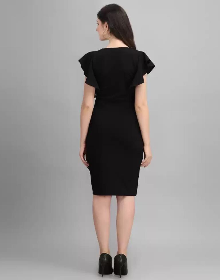 Black Ruffle Bodycon Dress | Leemboodi