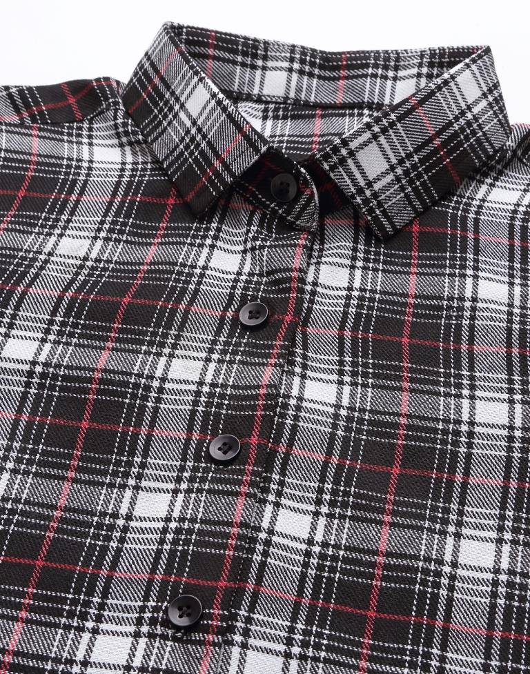 Black Cotton Checks Shirt | Leemboodi
