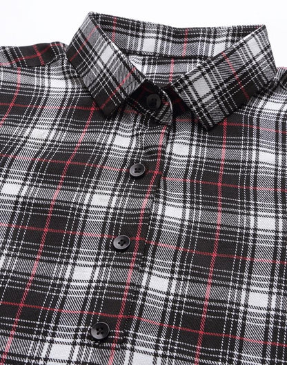 Black Cotton Checks Shirt | Leemboodi