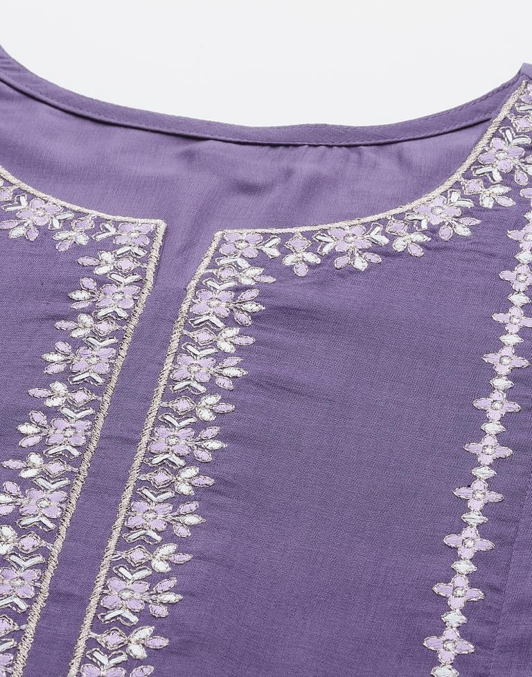 Pastel Purple Kurti With Pant And Dupatta | Leemboodi