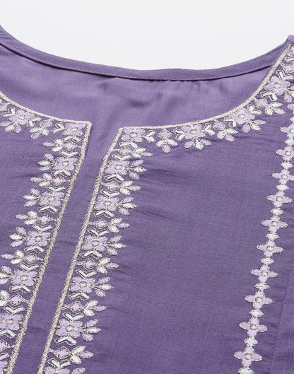 Pastel Purple Kurti With Pant And Dupatta | Leemboodi