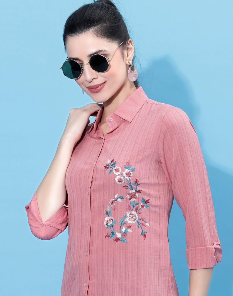 Pink Embroidered Shirt | Leemboodi