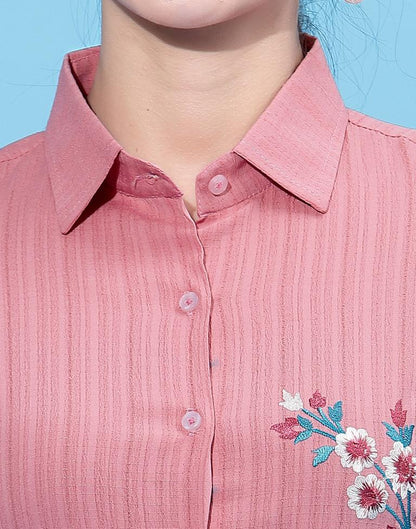 Pink Embroidered Shirt | Leemboodi