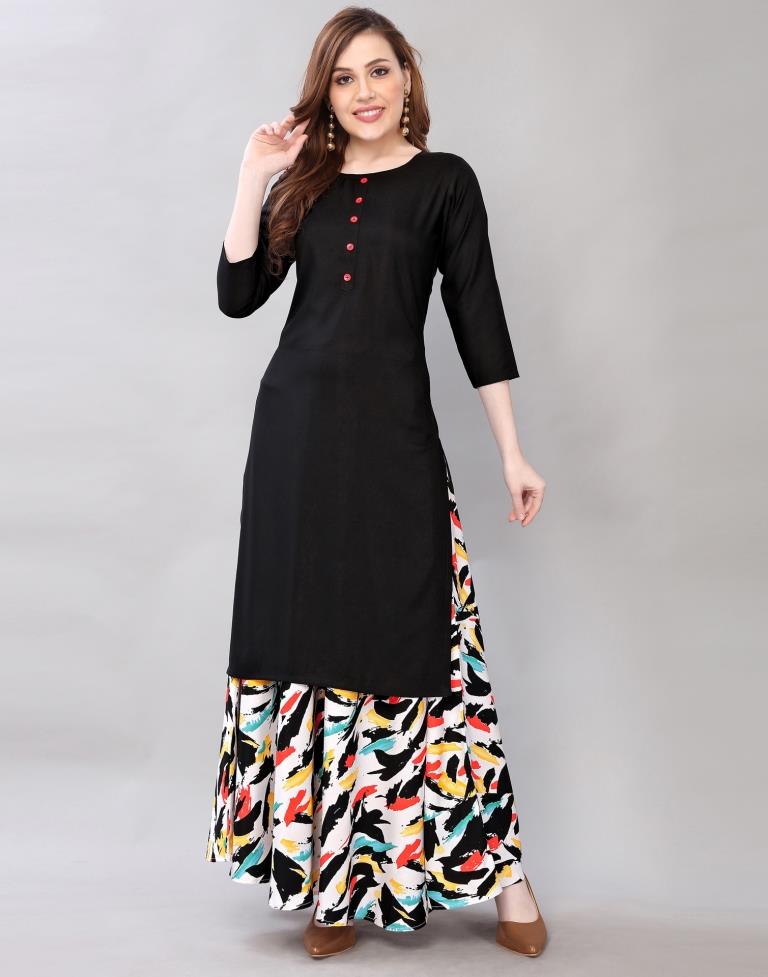 Buy online Black Rayon Kurta Palazzo Set from ethnic wear for Women by  Lingra for ₹1529 at 30% off | 2023 Limeroad.com