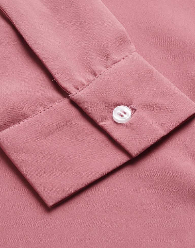 Carrot Pink Solid Shirt | Leemboodi