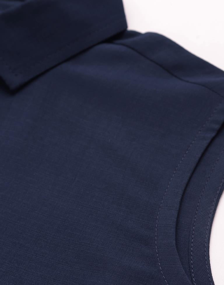 Navy Blue Sleeveless Shirt | Leemboodi