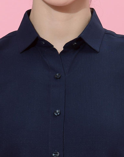 Navy Blue Sleeveless Shirt | Leemboodi