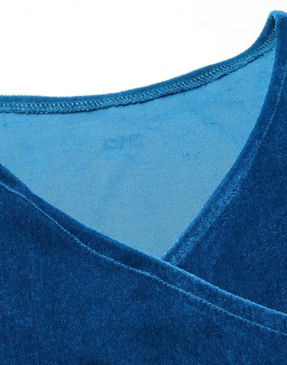 Blue Puff Sleeve Wrap Bodycon | Leemboodi
