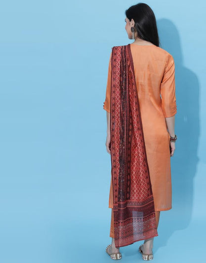 Orange Kurti With Pant And Dupatta | Leemboodi