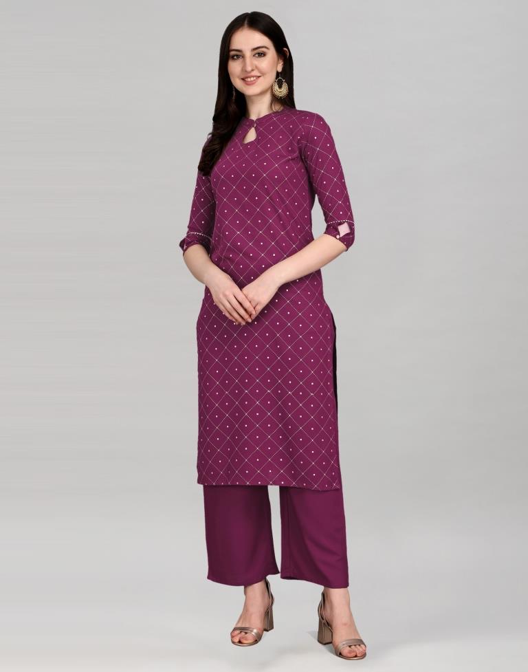 Wine Printed Kurti | Leemboodi