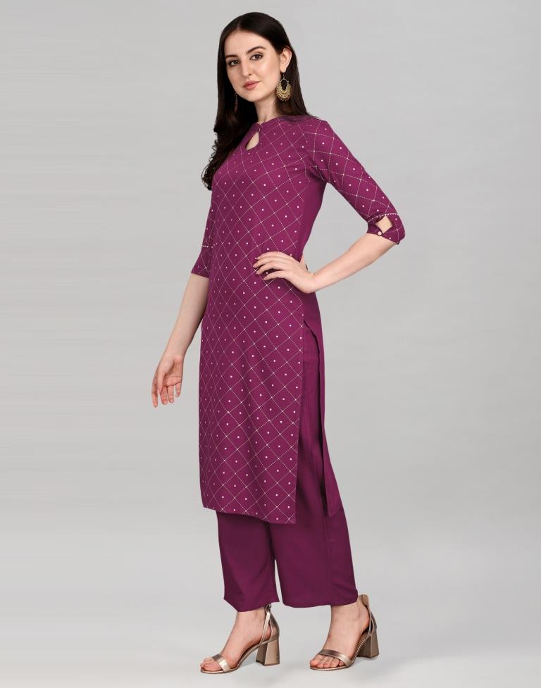 Wine Printed Kurti | Leemboodi