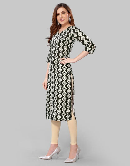 Black Digital Printed Crepe Kurti | Leemboodi