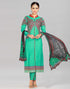 Green Glace Cotton Embroidered Unstitched Salwar Suit | Leemboodi