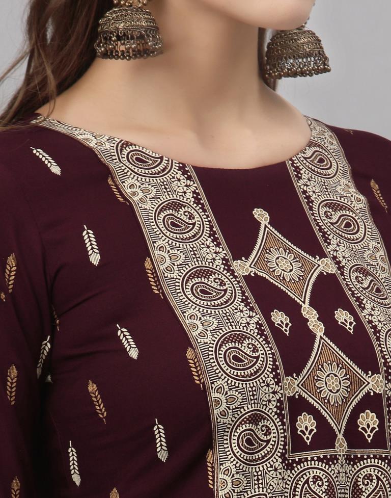 Wine Kurti With Pant Set | Leemboodi