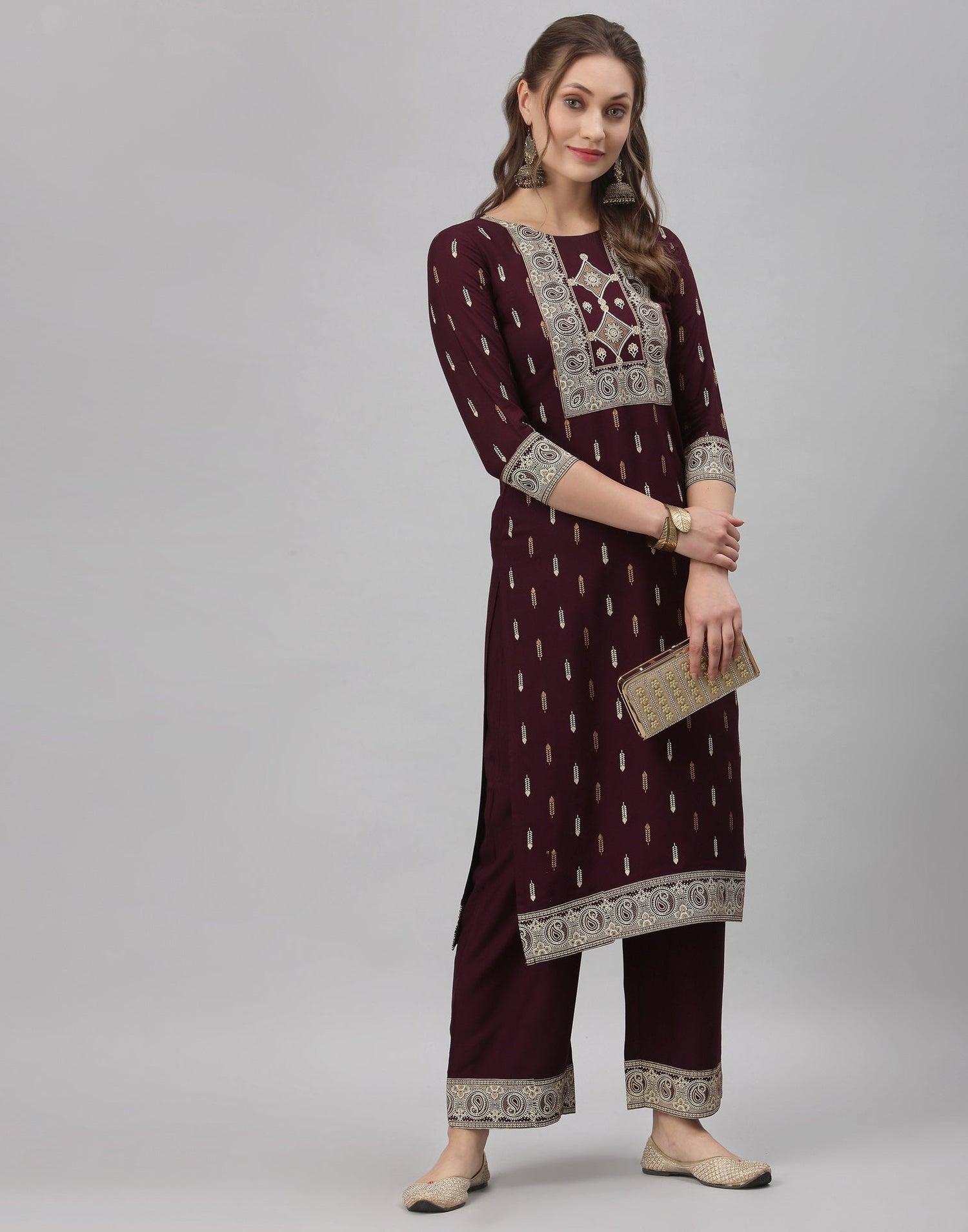 Wine Kurti With Pant Set | Leemboodi