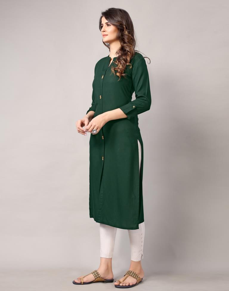 Bottal Green Solid Kurti | Leemboodi