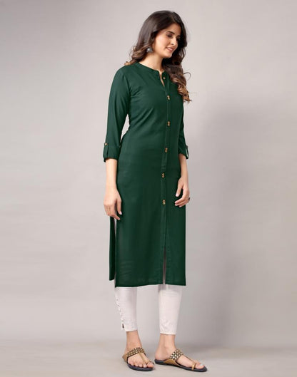 Bottal Green Solid Kurti | Leemboodi