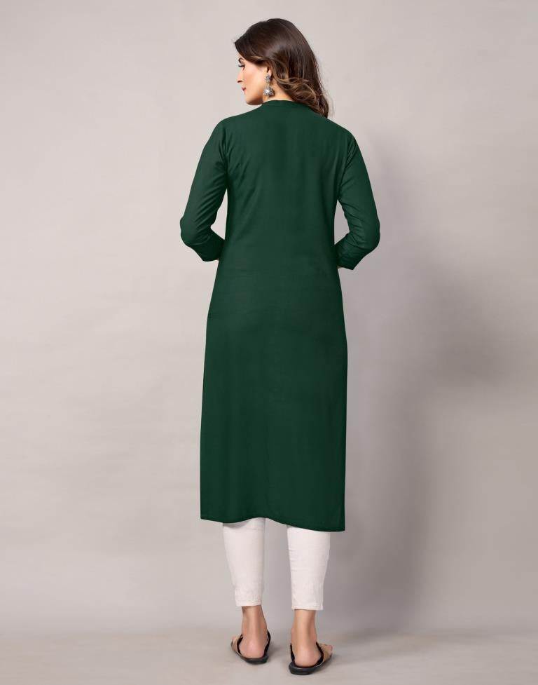 Bottal Green Solid Kurti | Leemboodi