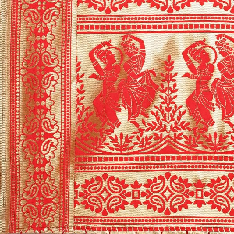 Red Coloured Poly Silk Jacqaurd Dupatta | Leemboodi