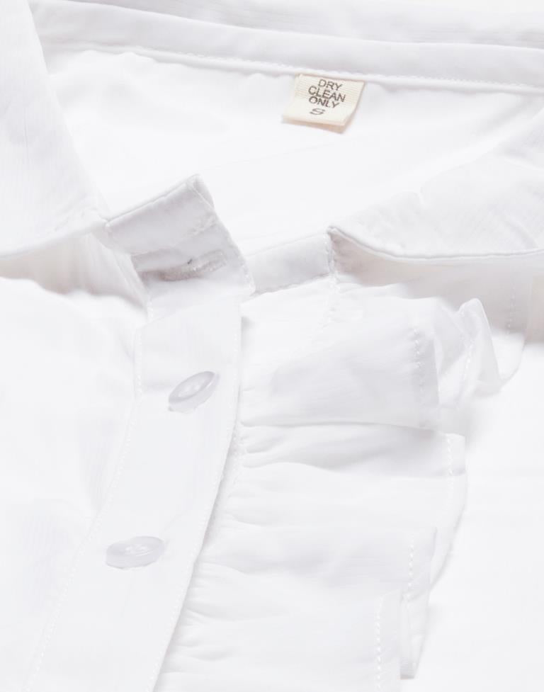 White Elastic Frill Sleeve Shirt | Leemboodi