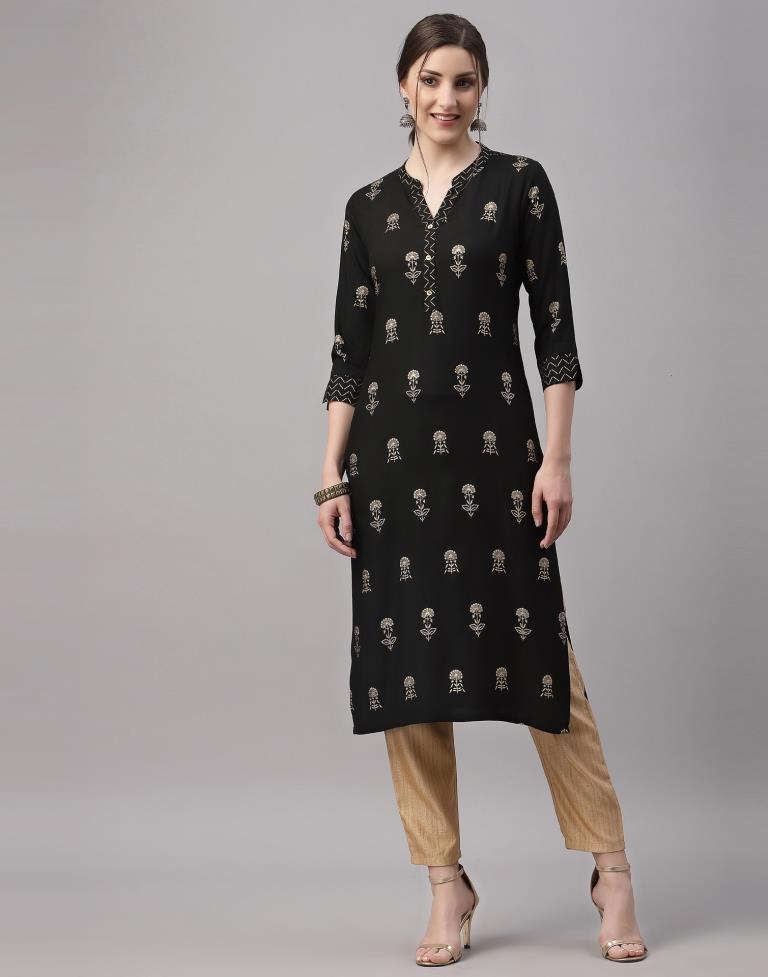 Black Printed Kurti | Leemboodi