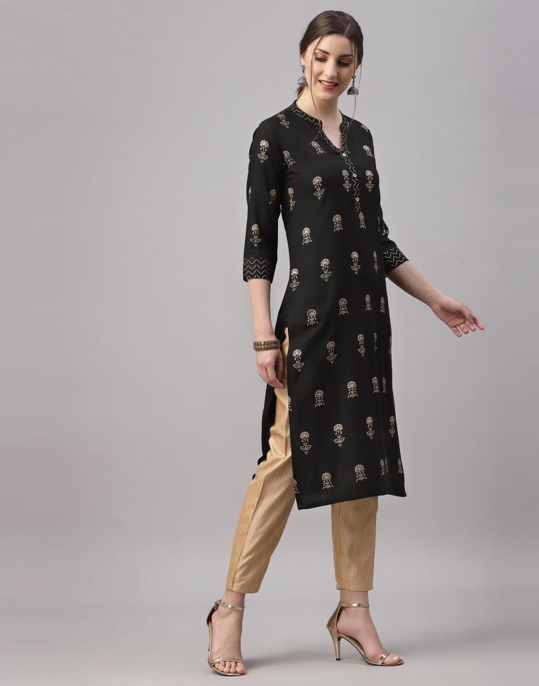 Black Printed Kurti | Leemboodi