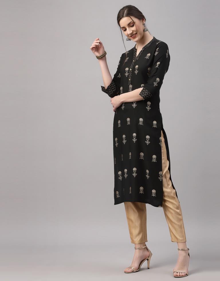 Black Printed Kurti | Leemboodi