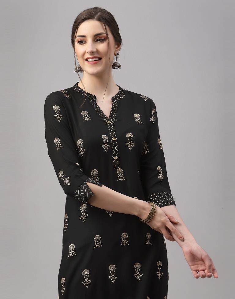 Black Printed Kurti | Leemboodi