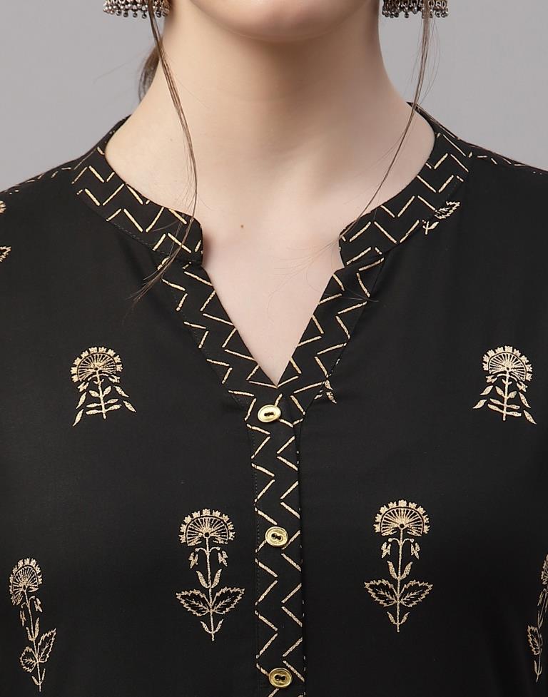 Black Printed Kurti | Leemboodi