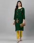 Bottle Green Embroidered Kurti | Leemboodi