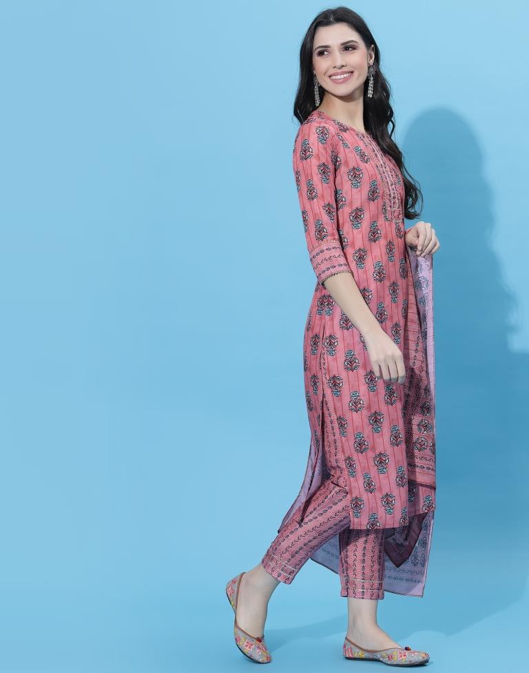 Rose Pink Kurti With Pant And Dupatta | Leemboodi