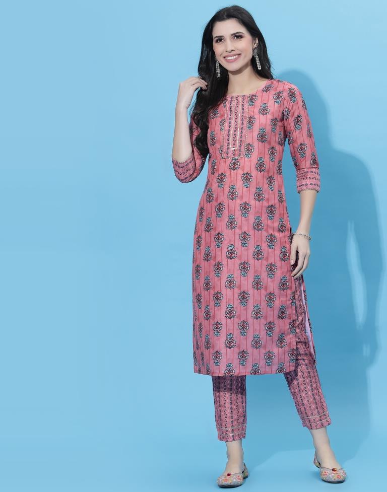 Rose Pink Kurti With Pant And Dupatta | Leemboodi