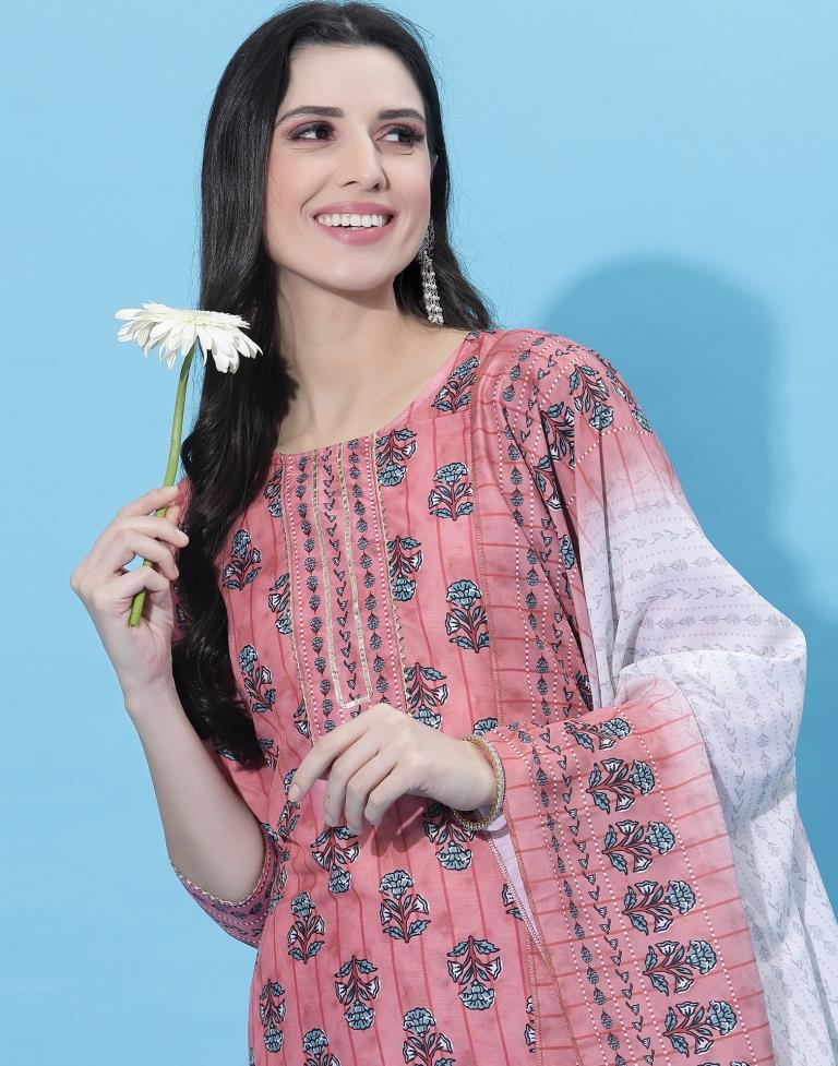 Rose Pink Kurti With Pant And Dupatta | Leemboodi