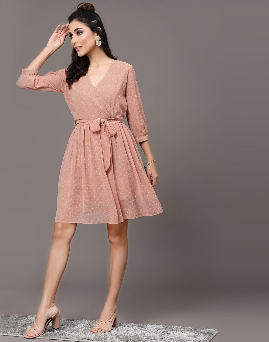 Peach Wrap Dress | Leemboodi