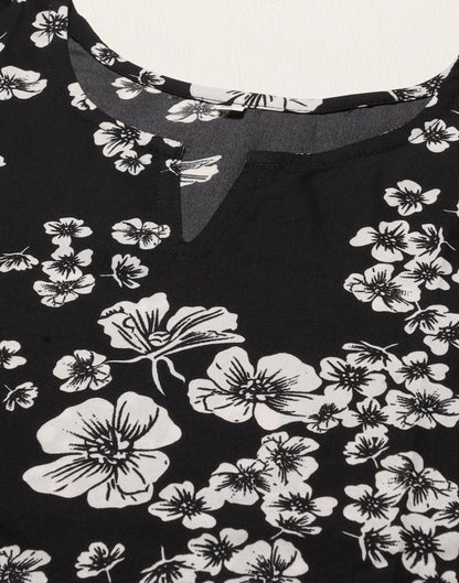 Black Floral Printed Top | Leemboodi